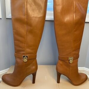 Michael Kors women’s heeled boots in saddle brown leather size 7.5.